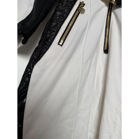 Luxury White Black Gold Fur Hooded Ski Suit Jumpsuit Women's Snowboard US 6 - Picture 7 of 16